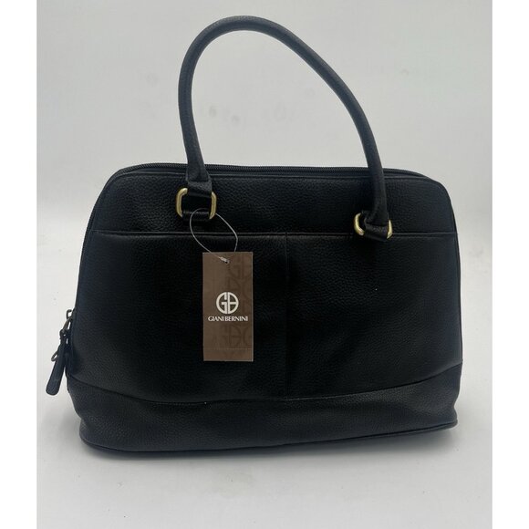 Giani Bernini Pebble Weave Leather Dome Satchel Black NWT - Picture 2 of 6